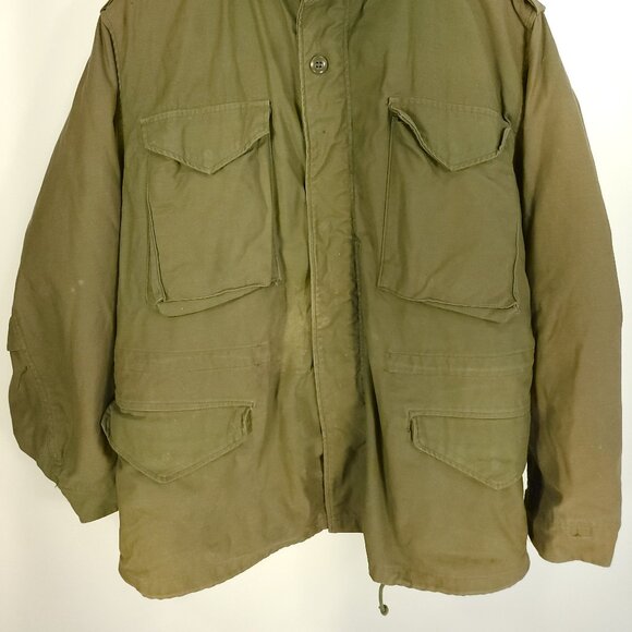 Vtg Military Cold Weather Field Coat Men's Med OG 107 Distressed Destroyed 80s - Picture 2 of 16